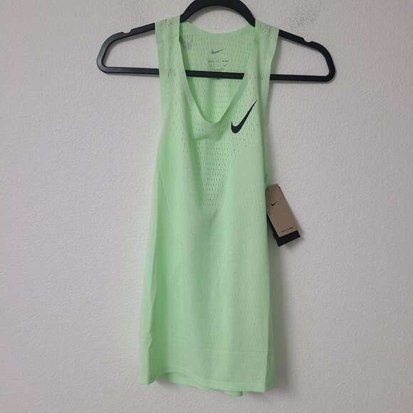 Nike Dri-Fit ADV Aeroswift Running Singlet FN4231-376 Size S Green - Picture 1 of 5